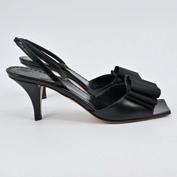 Kate Spade Bow Slingback Heels Womens Size 6.5 Black Square Toe Party Y2k Dressy - Picture 4 of 9